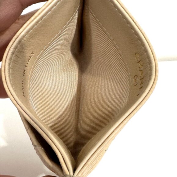 Chanel Card Case Holder Wallet Beige Caviar Leather Gold Hardware - Picture 5 of 5